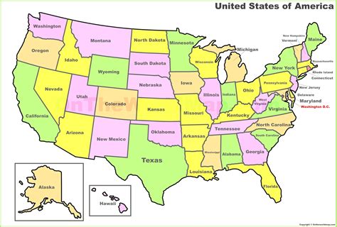 Printable Map Of United States With Capitals