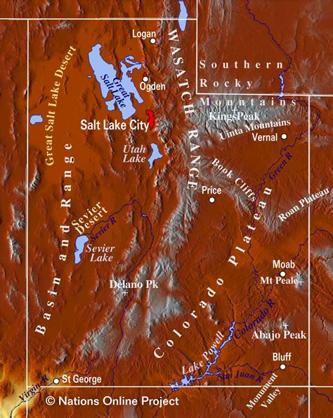 Physical Map Of Utah