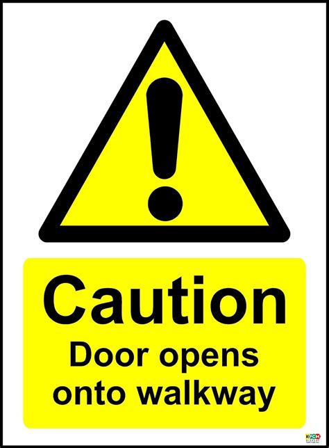 Caution Door Opens Onto Walkway Safety Sign - Self adhesive sticker 300mm x 200mm …: Amazon.com ...