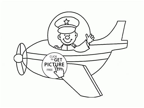 Gambar Airplane Happy Pilot Coloring Page Toddlers Transportation Pages Printables Free di ...