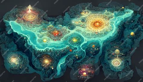 Premium Photo | Astral planes in 7 levels map concept art illustration