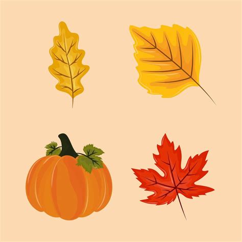 autumn pumpkin leaves 4229308 Vector Art at Vecteezy