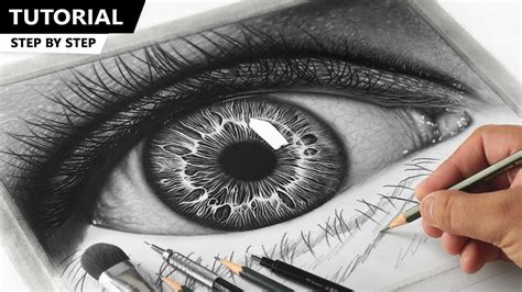 Drawing Hyper Realistic Eye - Easy Step by Step Tutorial - YouTube