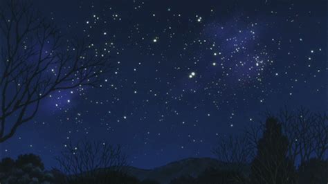 #anime | #gif | #scenery | #aesthetic | #night | #nightsky | #blue | #star | Sky gif, Sky anime ...