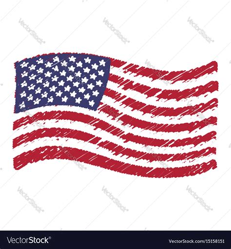 Usa flag grunge pencil drawing sketching Vector Image