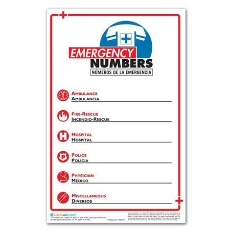 Emergency Phone Number Poster | Workplace Safety Posters