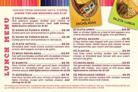 Our Menu | Azteca Mexican Grill