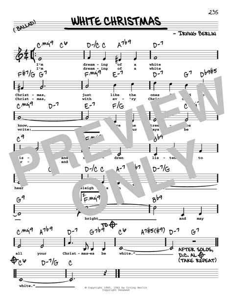 White Christmas by Irving Berlin Sheet Music for Real Book – Melody ...