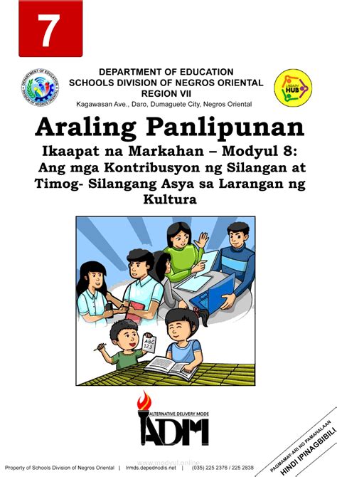 Araling Panlipunan Ikaapat na Markahan – Modyul 8: Ang mga Kontribusyon ng Silangan at Timog ...