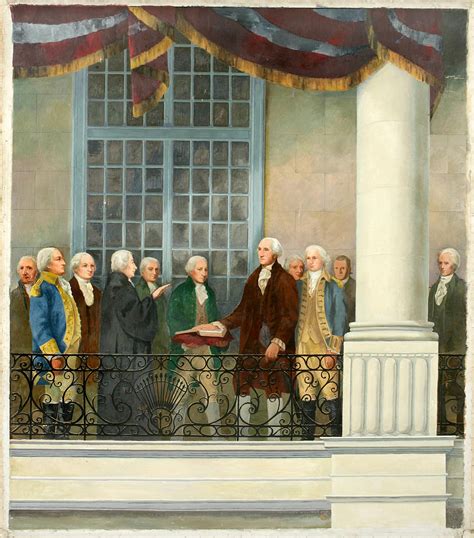 Inauguration of George Washington at Federal Hall, New York City, 1789 ...