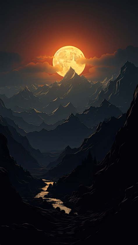 Moon Rise in Mountains iPhone Wallpaper 4K iPhone Wallpapers Wallpaper ...