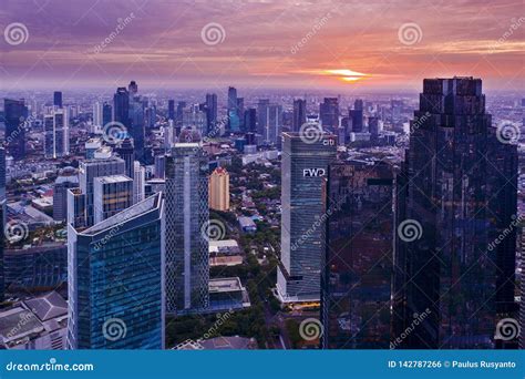 Jakarta Skyline with High Buildings at Sunrise Editorial Photo - Image ...