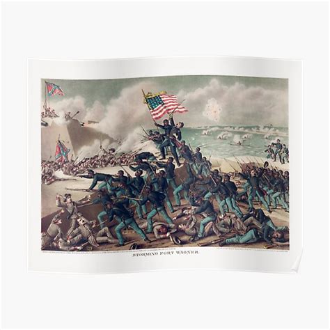 "Storming Fort Wagner - 54th Massachusetts - Civil War" Poster for Sale ...