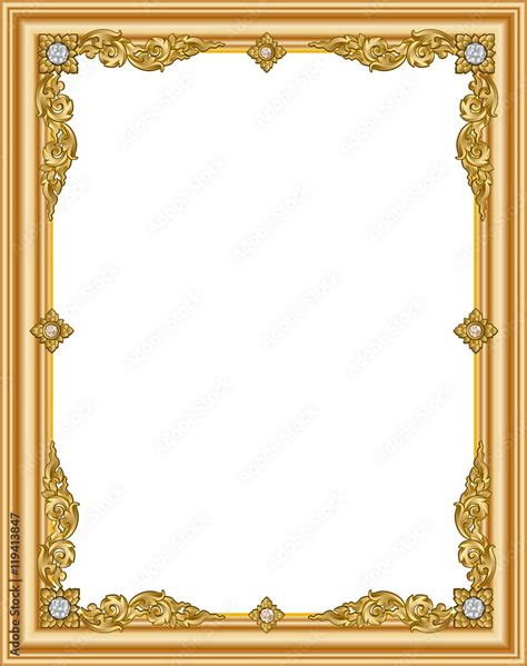 Gold photo frame with corner line floral for picture, Vector design ...