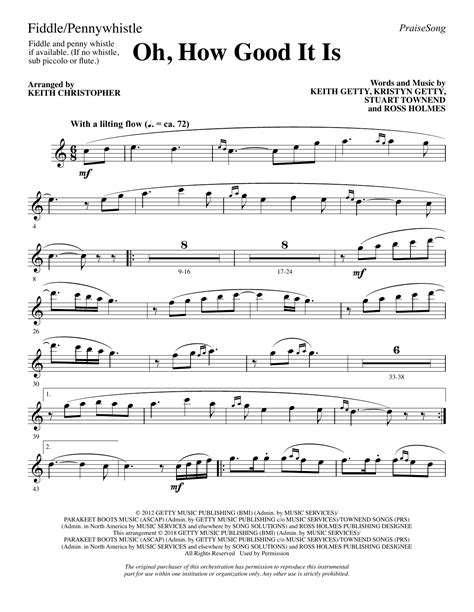 Oh, How Good It Is (arr. Keith Christopher) - Fiddle/Pennywhistle Sheet ...