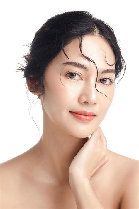 Asian woman with a beautiful face and Perfect clean fresh skin. Cute ...