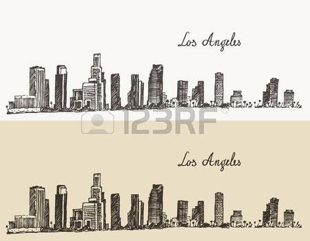 La Skyline Drawing at PaintingValley.com | Explore collection of La ...