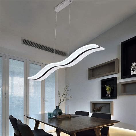 Modern LED Pendant Light Unique Wave Design Chandelier Hanging Light Fixture Dimmable Fixture ...