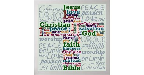 Christian Religious Word Art Cross Poster | Zazzle