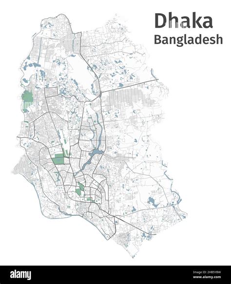 Dhaka vector map. Detailed map of Dhaka city administrative area ...