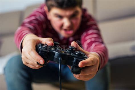 Teenager Boy Playing Video Games at Home Stock Image - Image of cyber, playing: 170165393