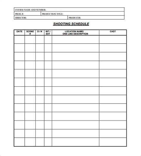 11+ Film Shooting Schedule Templates - PDF, DOC | Free & Premium Templates