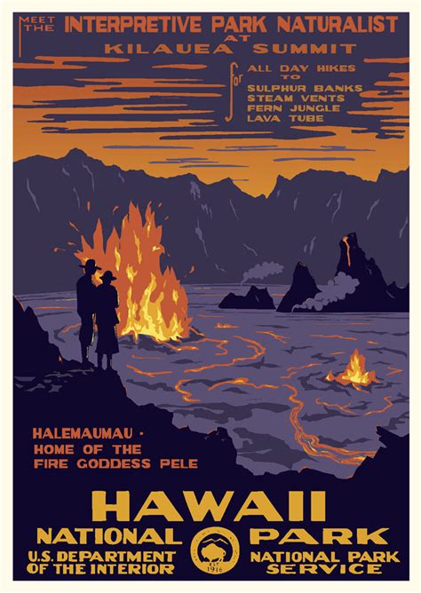 Hawaii Volcanoes National Park Vintage Poster: DiscoverNW.org