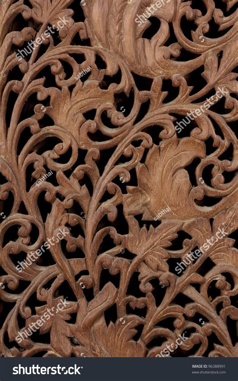 Teak Wood Carving Background Stock Photo 96388991 | Shutterstock