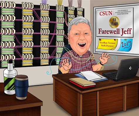 Office Caricature Gift With Personalized Office Background / - Etsy