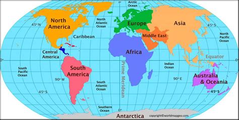 World Political Map Continents And Oceans