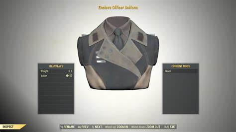 Enclave Officer Uniform & Hat Fallout 76 (PC) - Buy Fallout 76 Items for PC