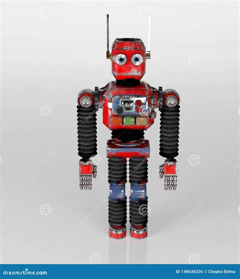 Retro Robot Red, Toy, 3d, Render Stock Illustration - Illustration of ...