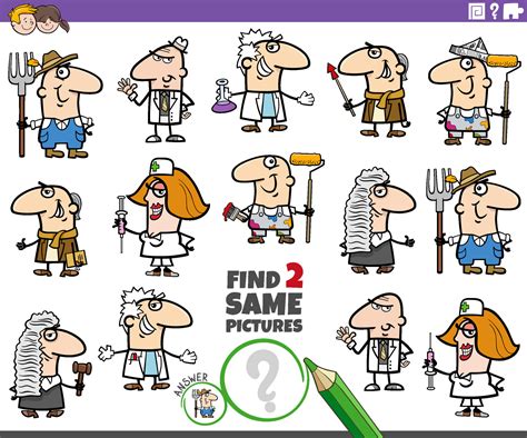 find two same cartoon people of various professions 35122538 Vector Art ...