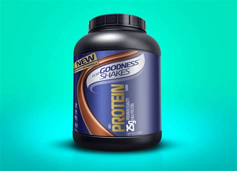 Free Protein Supplement Powder Bottle Mockup PSD - Good Mockups