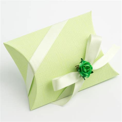 Green Silk Pillow Favour Box by Favour Lane