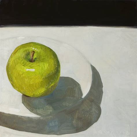 modern still life of green apple for fruit lovers Painting by olivier ...