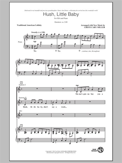 Hush, Little Baby | Sheet Music Direct