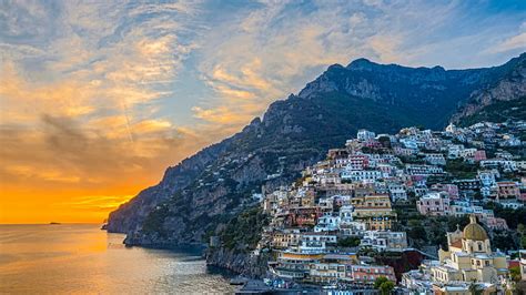 HD wallpaper: Positano at Sunset, Amalfi Coast, Italy, Europe ...