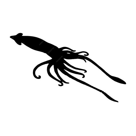 Premium Vector | Squid silhouette isolated squid on white background