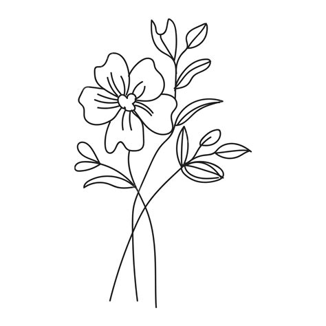 Flower Line Art Vector, Cute Flower, Flower Liner, Flower PNG and Vector with Transparent ...