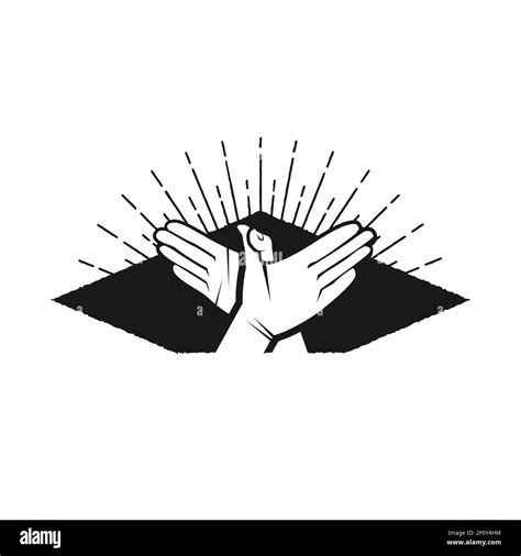 Illustration of two hands shaking in silhouette style. Vector ...