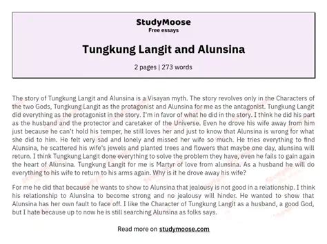 Tungkung Langit and Alunsina Free Essay Example