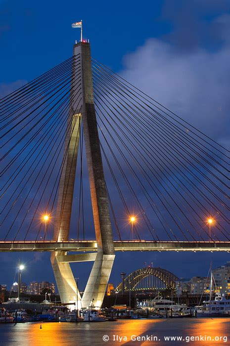 Anzac Bridge and Sydney Harbour Bridge at Night Print, Photos | Fine ...