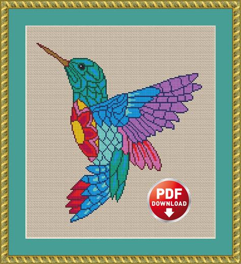 Hummingbird Beauty Cross Stitch Pattern is a digital product. Designed for embroidery from a ...