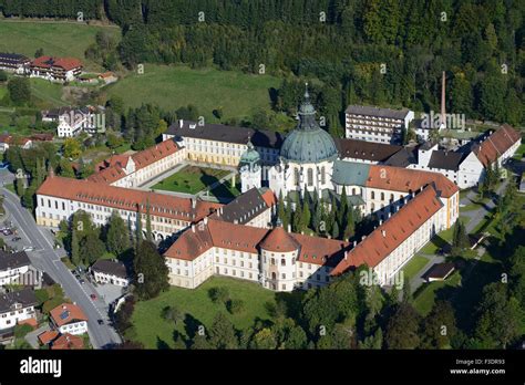 ETTAL ABBEY (aerial view). Benedictine monastery in the village of Ettal, Bavaria, Germany Stock ...