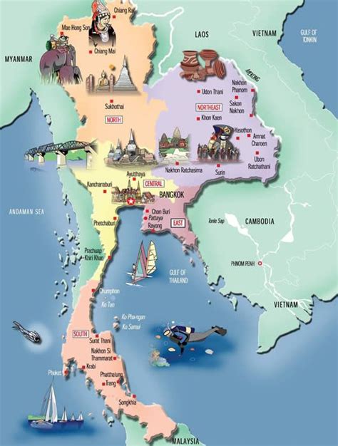 Thailand Map with Major Cities