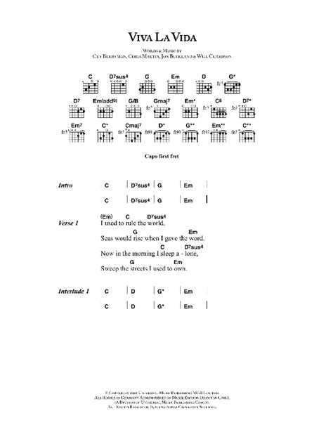 Viva La Vida by Coldplay - Guitar Chords/Lyrics - Guitar Instructor