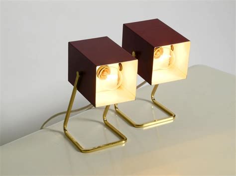 Pair of Exceptional Kaiser Mid-Century Modern Bedside Lamps with Brass Feet at 1stDibs