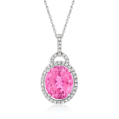 6.25 Carat Pink Topaz Pendant Necklace with .20 ct. t.w. Diamonds in ...