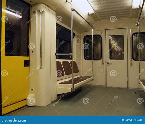 Interior of a subway train stock image. Image of railroad - 1909951